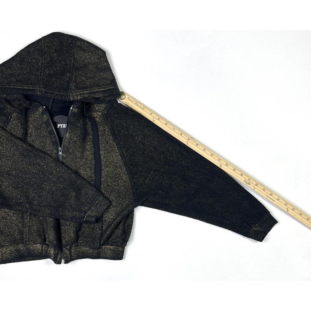 Pyrex Zip Hoodie Women's XS Black Glittery Heather Gold Rare Streetwear Italy - Picture 9 of 13